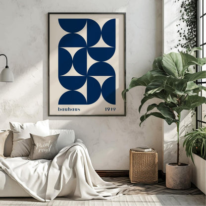 This poster beautifully captures the essence of Bauhaus design with its rhythmic arrangement of dee… for living room