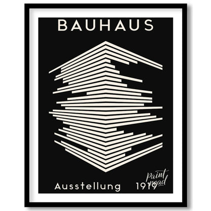 This striking image is a reproduction of a classic Bauhaus exhibition poster from 1919. Dominated b… for sweet home