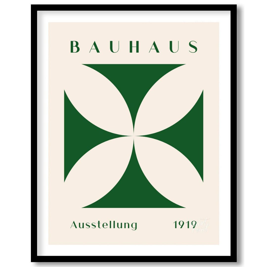 This poster is a vibrant interpretation of Bauhaus principles, showcasing a strong, graphic quatref… for place