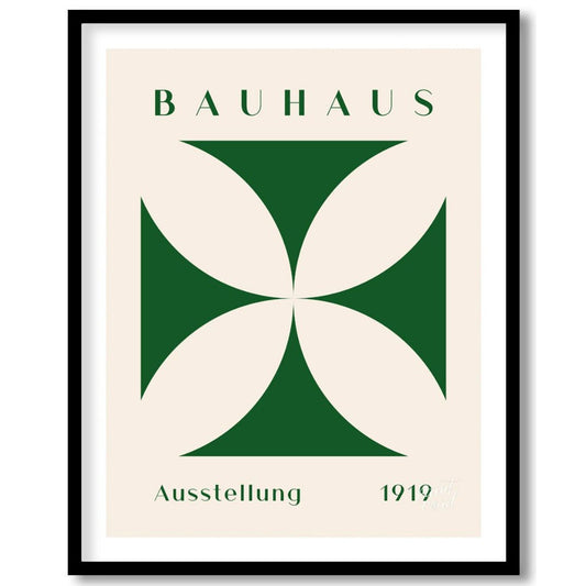 This poster is a vibrant interpretation of Bauhaus principles, showcasing a strong, graphic quatref… for place