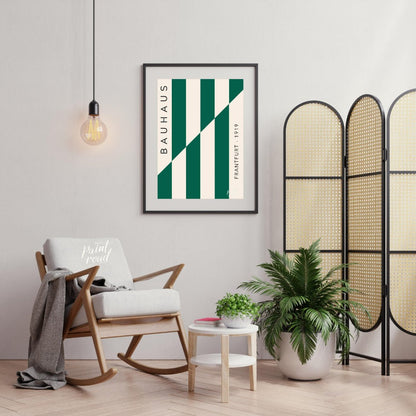 Bauhaus 1919 Green Stripes Painting available online at Paintroad showing 1919 abstract art and architectural art