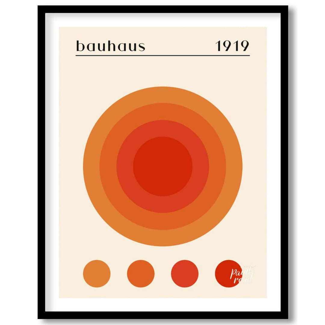 This vibrant poster is a playful yet precise nod to the Bauhaus aesthetic, featuring a large centra… for place