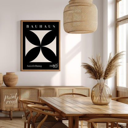 A dramatic and timeless representation of Bauhaus minimalism, this poster features a pristine white… for dining room