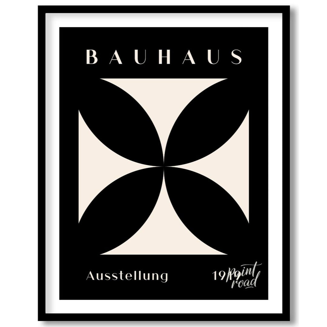 A dramatic and timeless representation of Bauhaus minimalism, this poster features a pristine white… for house