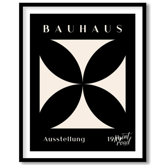 A dramatic and timeless representation of Bauhaus minimalism, this poster features a pristine white… for house