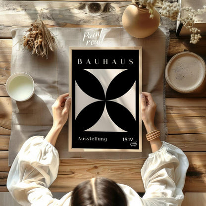 A dramatic and timeless representation of Bauhaus minimalism, this poster features a pristine white… for other