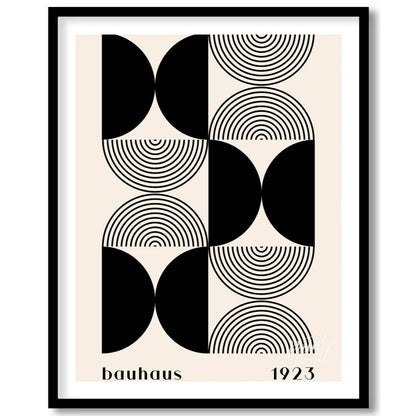 Bauhaus 1923 Black & White Geometric Interlock Painting available online at Paintroad showing 1923 Abstract and arcs