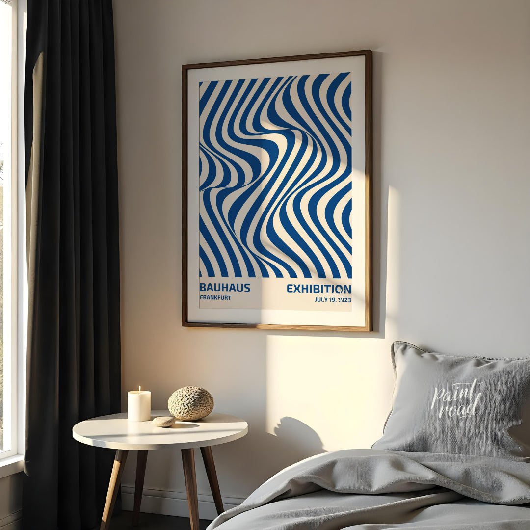 This poster is a vibrant and captivating example of Op Art infused with Bauhaus’s structural clarit… for bedroom