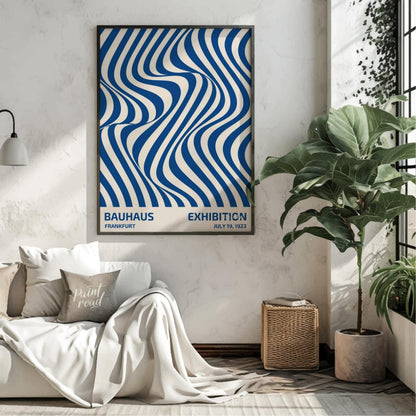 This poster is a vibrant and captivating example of Op Art infused with Bauhaus’s structural clarit… for living room