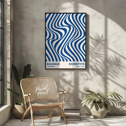 This poster is a vibrant and captivating example of Op Art infused with Bauhaus’s structural clarit… for other