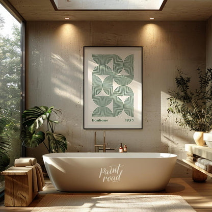 This poster embodies the core principles of Bauhaus design with its geometric precision and minimal… for bathroom