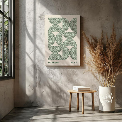 This poster embodies the core principles of Bauhaus design with its geometric precision and minimal… for living room