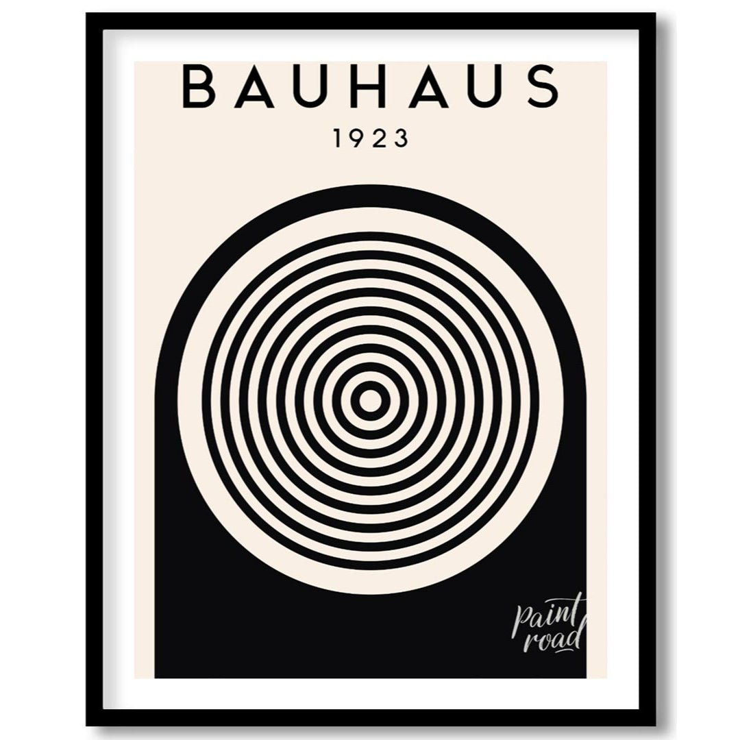 This image showcases a classic Bauhaus exhibition poster from 1923, embodying the core aesthetic of… for abode