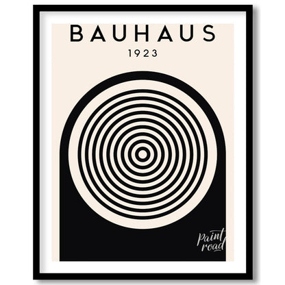 This image showcases a classic Bauhaus exhibition poster from 1923, embodying the core aesthetic of… for abode