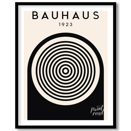 This image showcases a classic Bauhaus exhibition poster from 1923, embodying the core aesthetic of… for abode