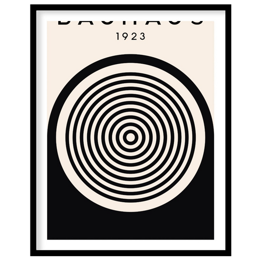 This image showcases a classic Bauhaus exhibition poster from 1923, embodying the core aesthetic of… for abode