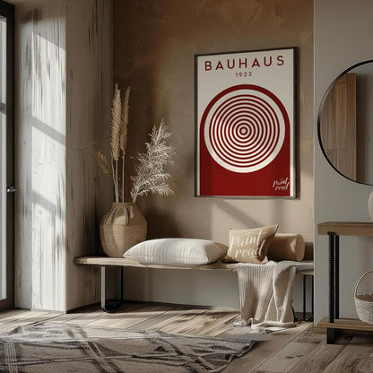 This striking digital artwork, titled "Bauhaus 1923 Concentric Circle Art," is a minimalist masterp… for entryway
