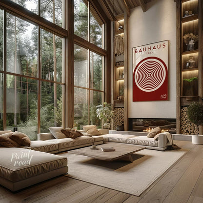 This striking digital artwork, titled "Bauhaus 1923 Concentric Circle Art," is a minimalist masterp… for living room