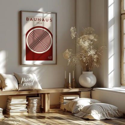This striking digital artwork, titled "Bauhaus 1923 Concentric Circle Art," is a minimalist masterp… for living room