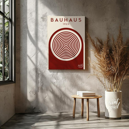 This striking digital artwork, titled "Bauhaus 1923 Concentric Circle Art," is a minimalist masterp… for living room