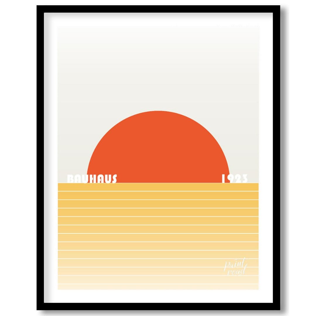 This striking Bauhaus poster from 1923 captures the essence of a minimalist landscape with a bold, … for home