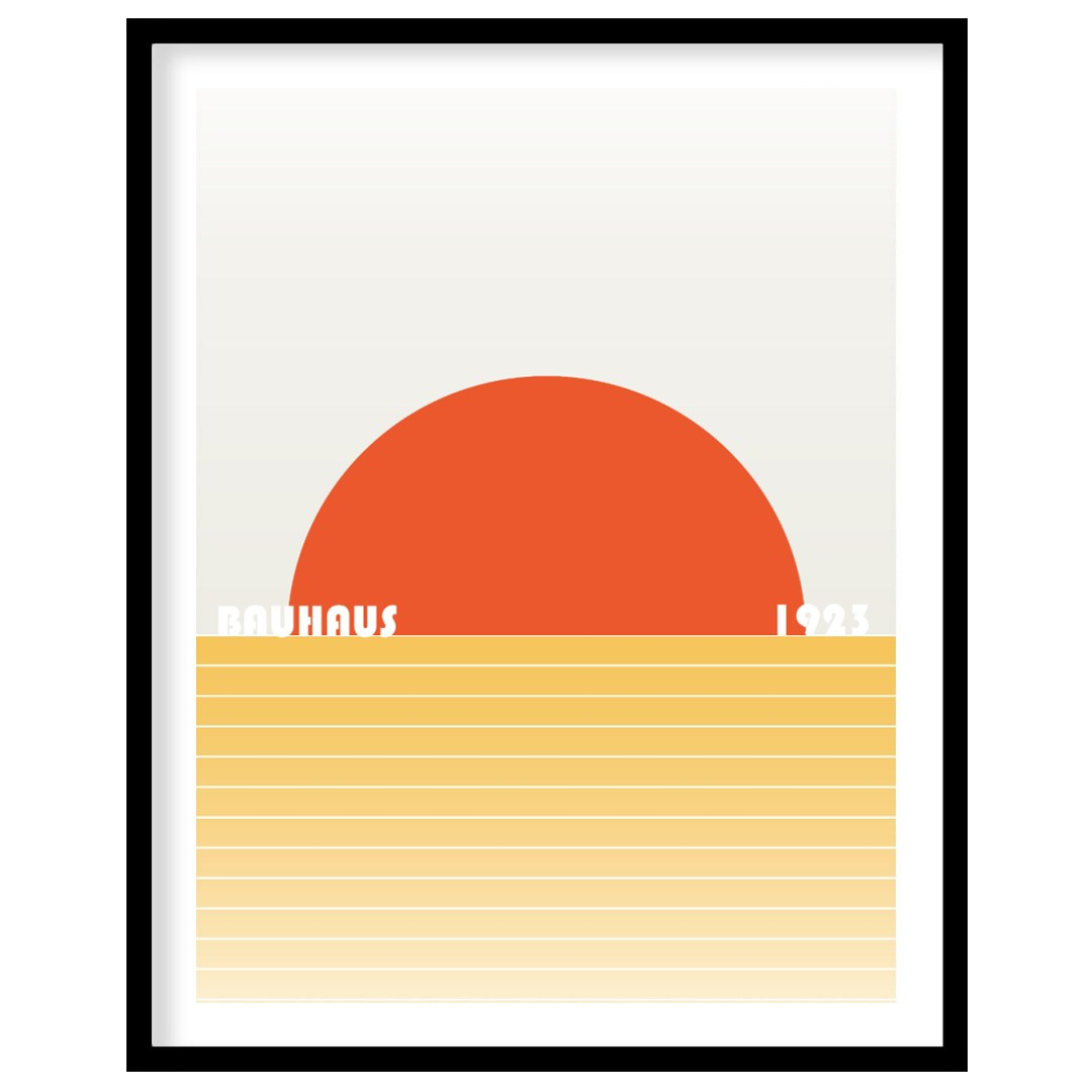 This striking Bauhaus poster from 1923 captures the essence of a minimalist landscape with a bold, … for home