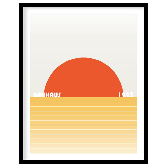 This striking Bauhaus poster from 1923 captures the essence of a minimalist landscape with a bold, … for home