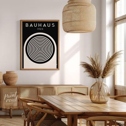 This compelling digital print, titled "Bauhaus 1923 Concentric Circle Op Art," is a masterful fusio… for dining room