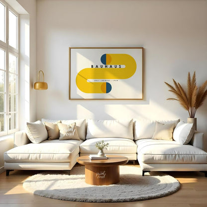 This compelling Bauhaus-inspired poster features a striking and symmetrical design centered around … for living room