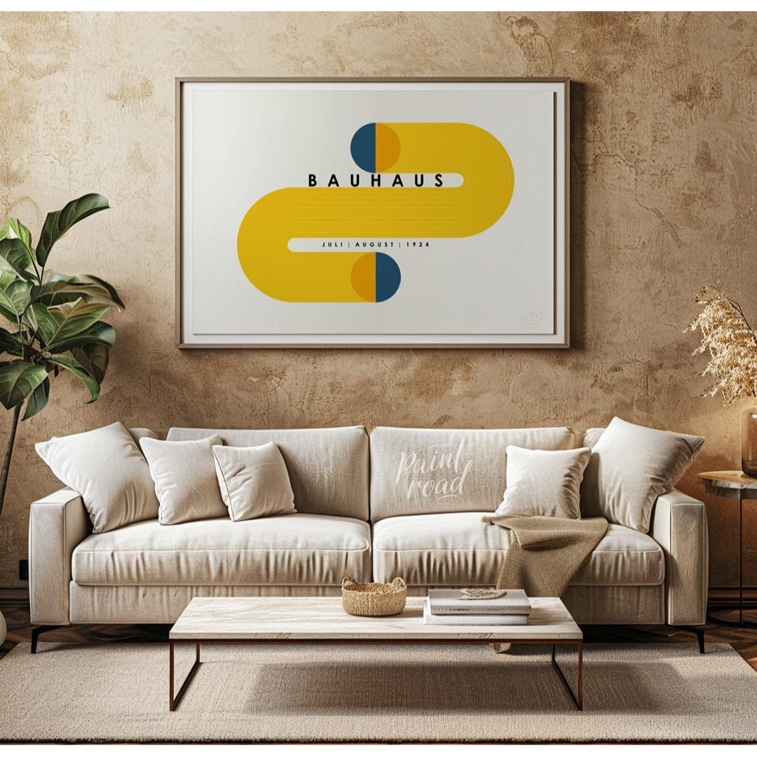 This compelling Bauhaus-inspired poster features a striking and symmetrical design centered around … for living room