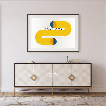 This compelling Bauhaus-inspired poster features a striking and symmetrical design centered around … for living room