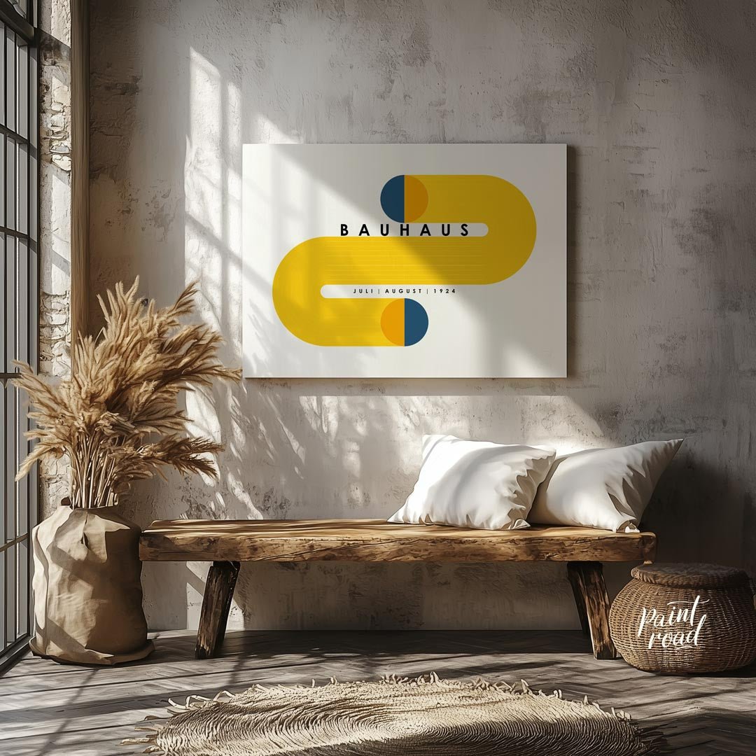 This compelling Bauhaus-inspired poster features a striking and symmetrical design centered around … for living room