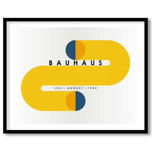 This compelling Bauhaus-inspired poster features a striking and symmetrical design centered around … for place