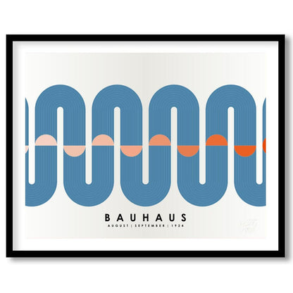 This elegant Bauhaus-inspired poster features a prominent, continuous wavy band rendered in a sooth… for home