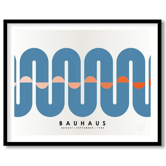 This elegant Bauhaus-inspired poster features a prominent, continuous wavy band rendered in a sooth… for home