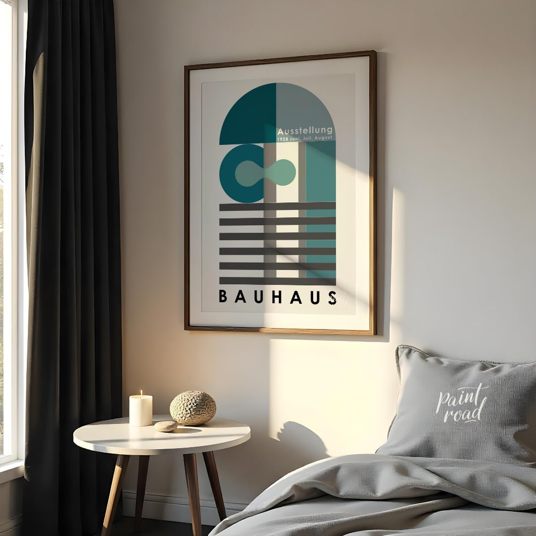 This Bauhaus exhibition poster from June, July, August 1928, presents a sophisticated composition o… for bedroom