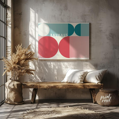 This harmonious Bauhaus-inspired poster showcases a balanced composition of large circular and semi… for entryway