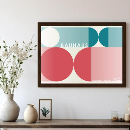 This harmonious Bauhaus-inspired poster showcases a balanced composition of large circular and semi… for living room