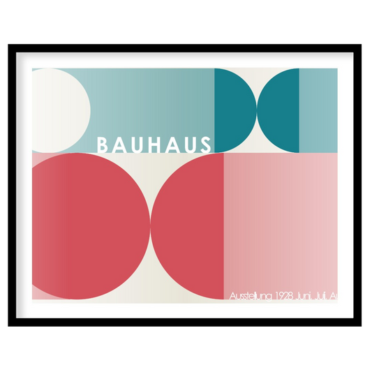 This harmonious Bauhaus-inspired poster showcases a balanced composition of large circular and semi… for room