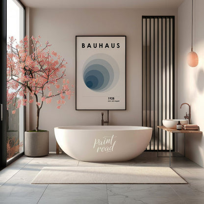 This captivating digital poster, titled "Bauhaus 1928 Fading Circles Poster," embodies the experime… for bathroom