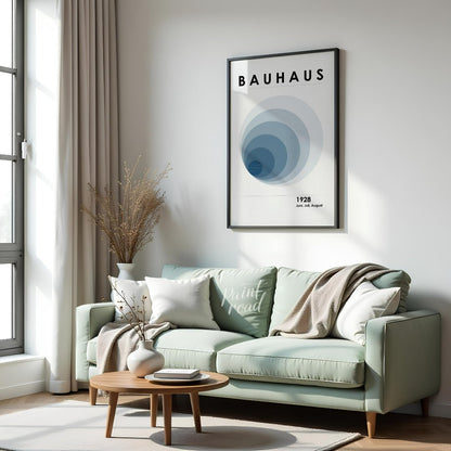 This captivating digital poster, titled "Bauhaus 1928 Fading Circles Poster," embodies the experime… for living room