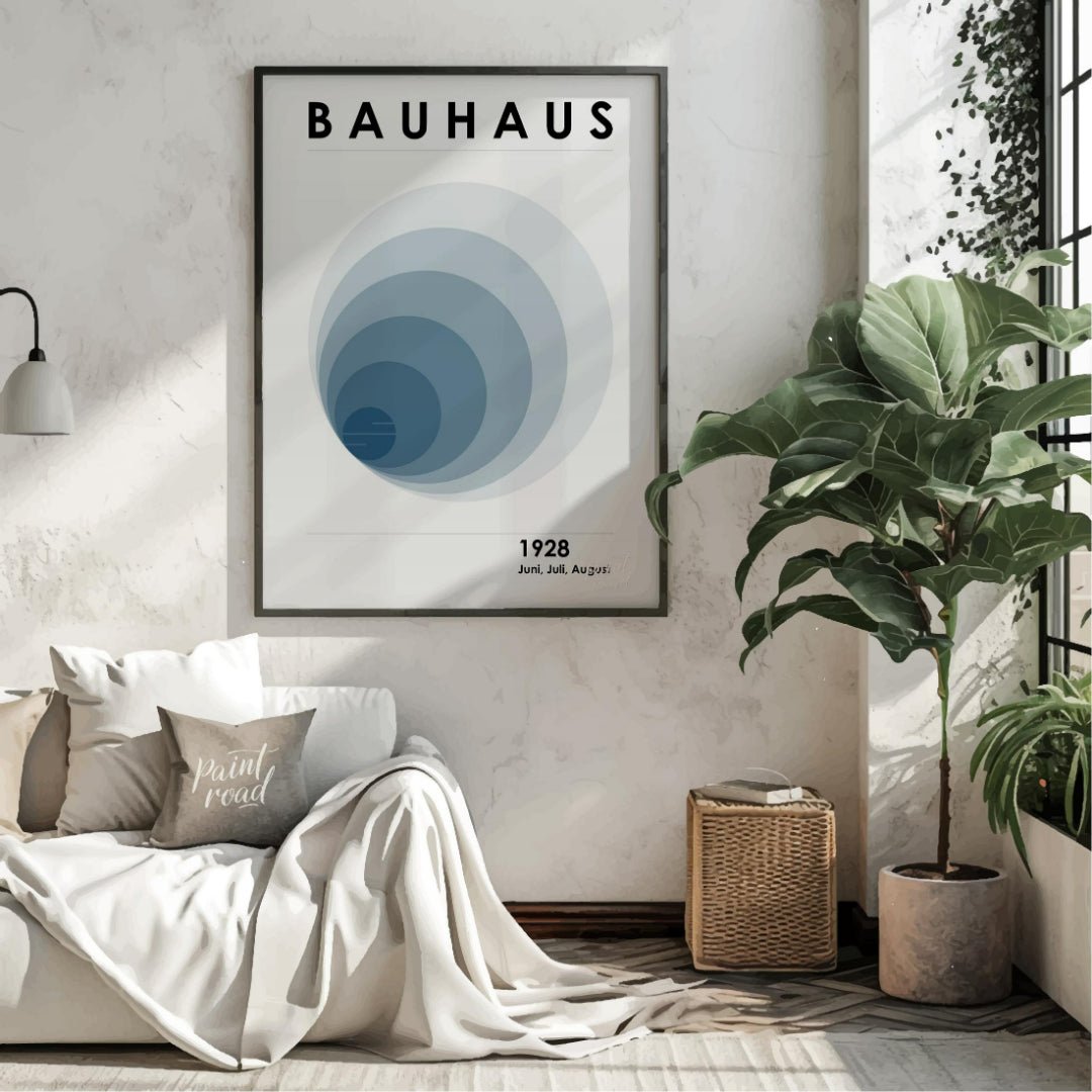 This captivating digital poster, titled "Bauhaus 1928 Fading Circles Poster," embodies the experime… for living room