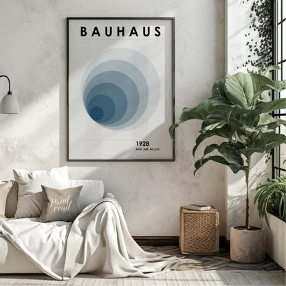This captivating digital poster, titled "Bauhaus 1928 Fading Circles Poster," embodies the experime… for living room