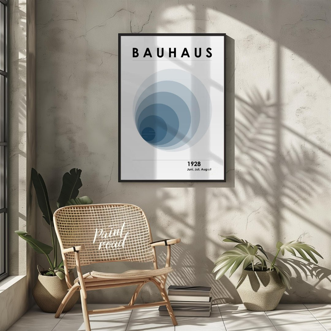 This captivating digital poster, titled "Bauhaus 1928 Fading Circles Poster," embodies the experime… for living room