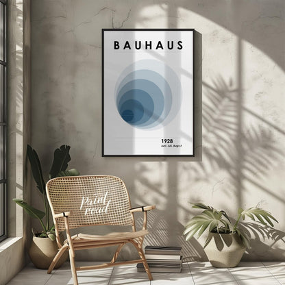 This captivating digital poster, titled "Bauhaus 1928 Fading Circles Poster," embodies the experime… for living room