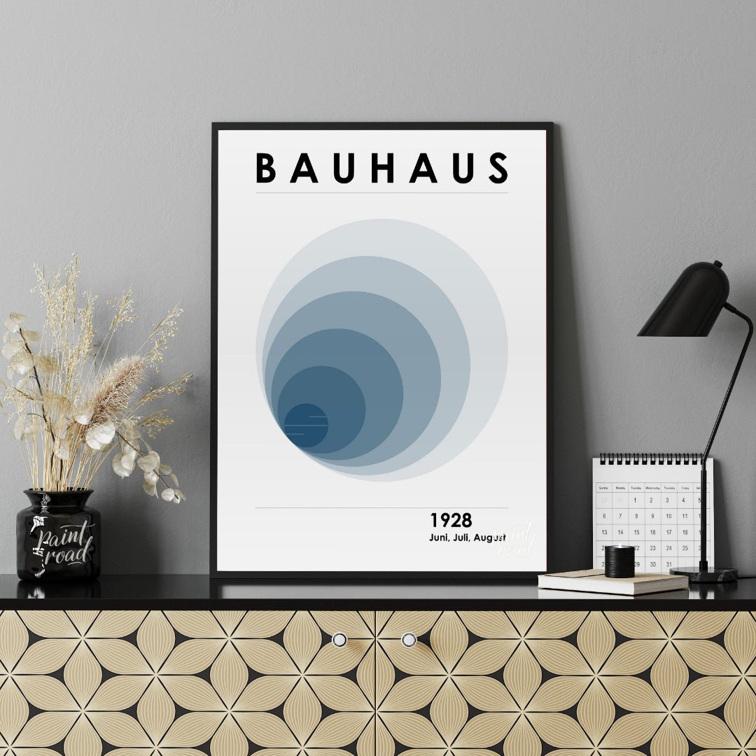 This captivating digital poster, titled "Bauhaus 1928 Fading Circles Poster," embodies the experime… for office
