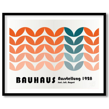 This vibrant Bauhaus-inspired poster showcases a captivating pattern composed of interlocking, leaf… for house