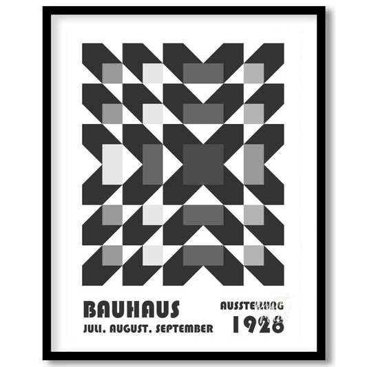 This captivating Bauhaus poster from 1928 features an intricate geometric pattern of squares and di… for home