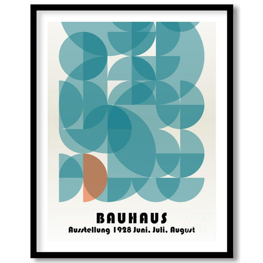 Bauhaus 1928 Teal Geometric Circles Painting available online at Paintroad showing 1928 art and art studio.