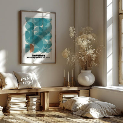 Bauhaus 1928 Teal Geometric Circles Painting available online at Paintroad showing 1928 art and art studio.